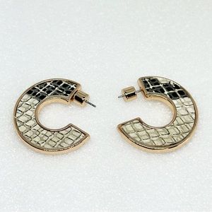 Kenneth Cole Faux Snakeskin Rose Gold Tone Hoop Earrings